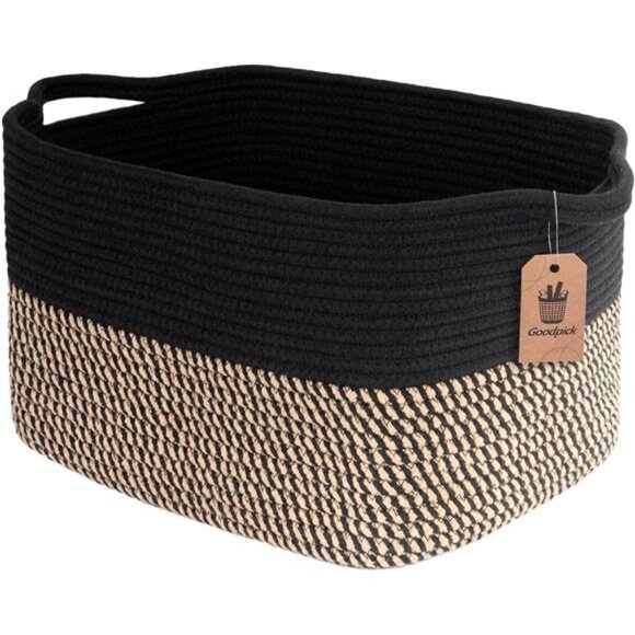 Woven Storage Bins Set of 2 Cotton Rope Cube Organizer for Closet Shelf 13x10 - Picture 1 of 8